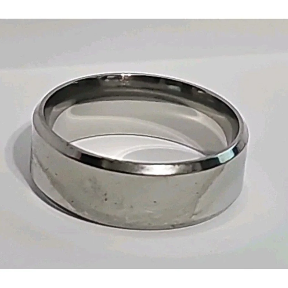 Fashion Solid Color Stainless Stee Band Rings size. 10 Men's Color silver (US)